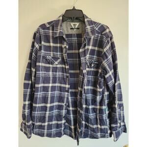 VISSLA Men's Blue Cotton Flannel Long Sleeve Large Button Down